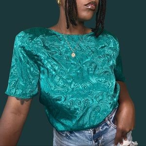 “Christie & Jill” Teal green blouse 🦋